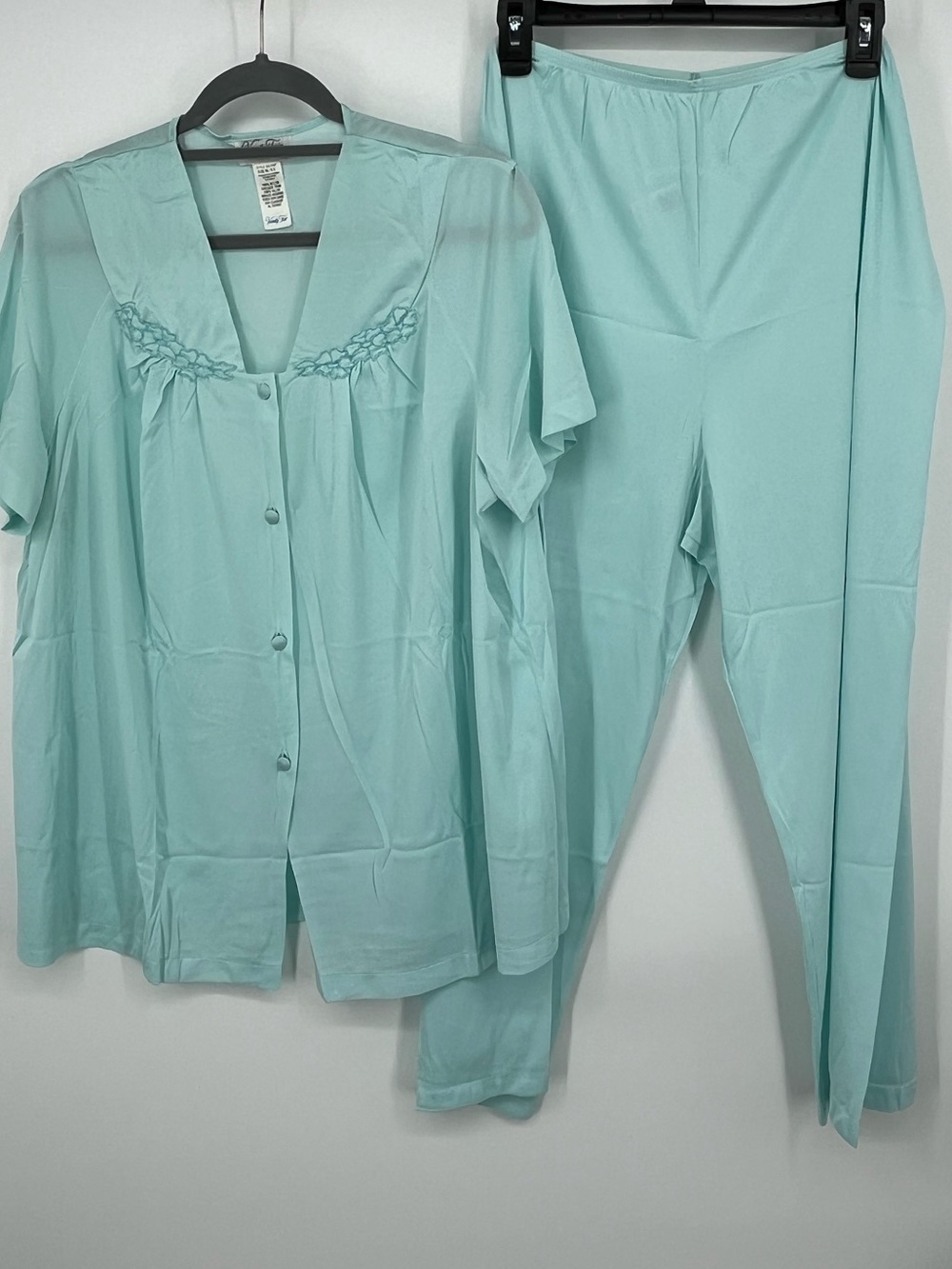 Vanity Fair Light Mint Short-Sleeve Button Pajama Set